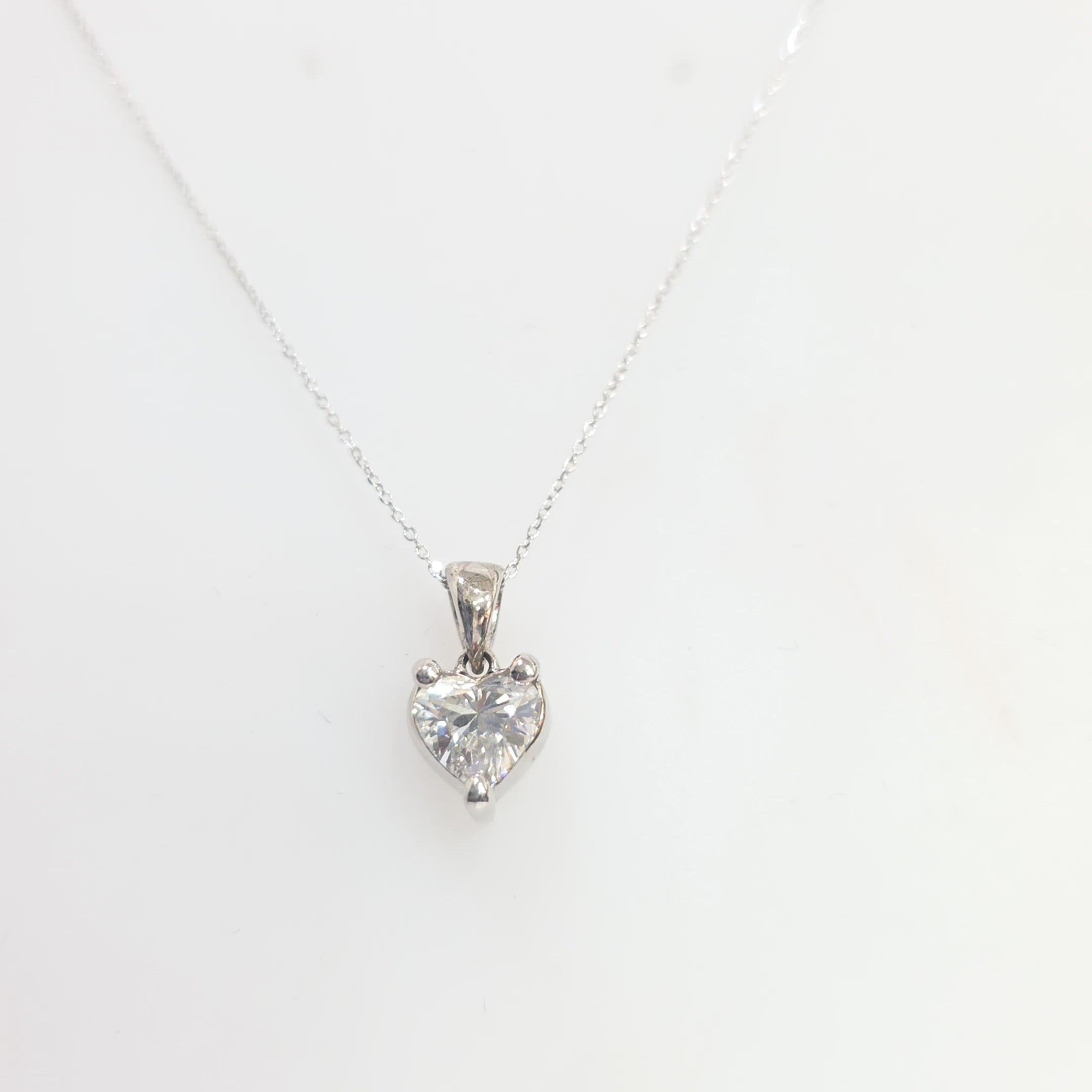 1.03ct Heart Solitaire Diamond Necklace in 14kt White Gold