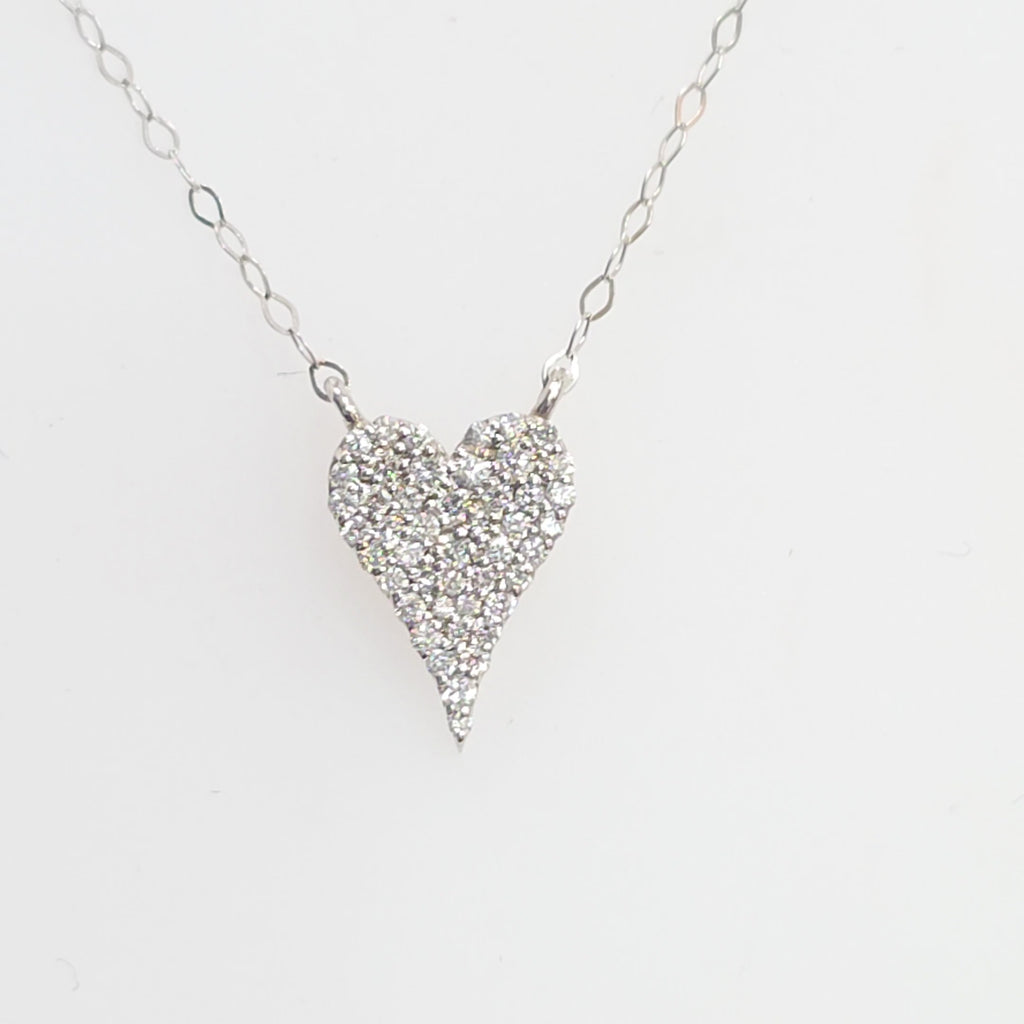 Pave Elongated Heart Lab Grown Diamond Necklace – 14KT White Gold