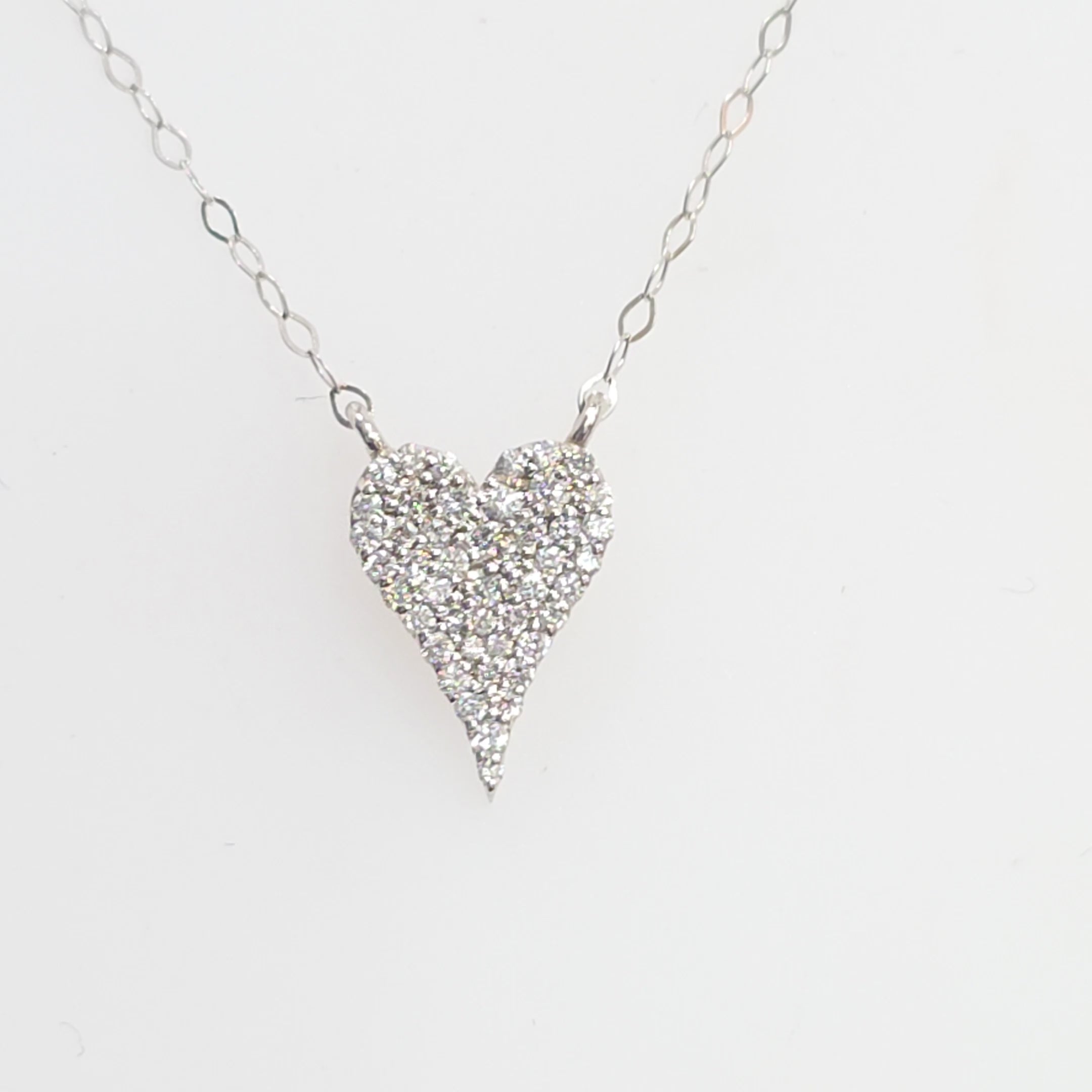 Pave Elongated Heart Lab Grown Diamond Necklace – 14KT White Gold