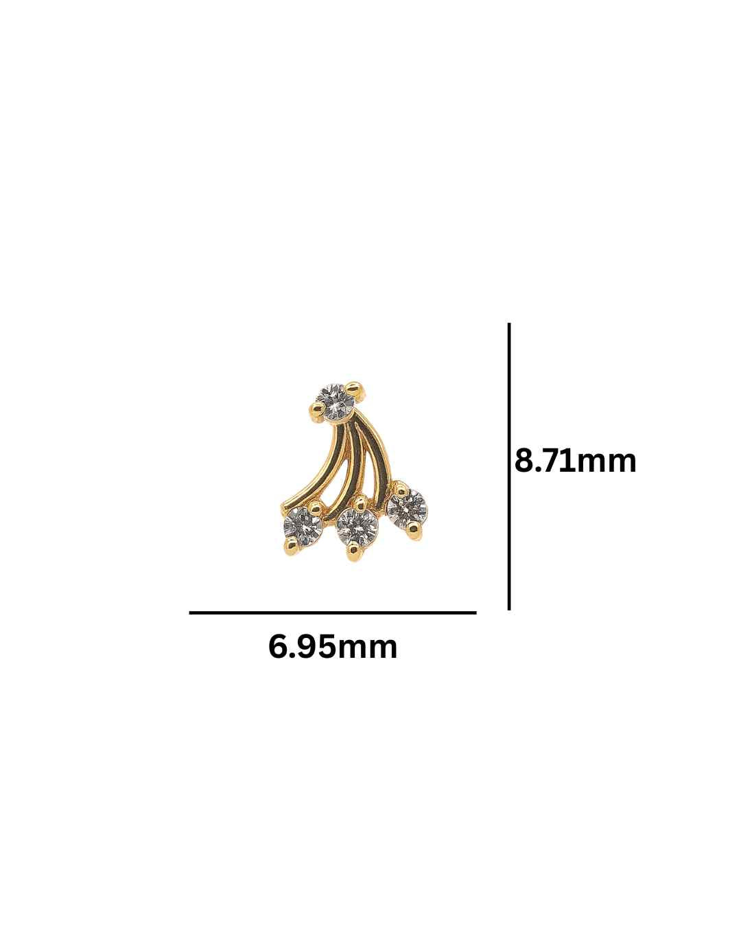 14K Yellow Gold Diamond Fan Stud Earring (Single) – 0.05ct