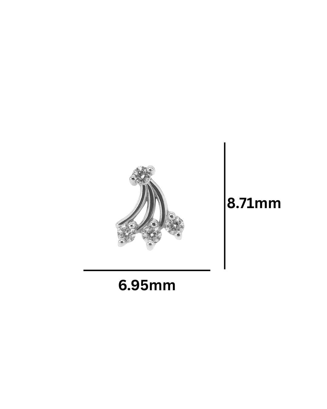 14K White Gold Diamond Fan Stud Earring (Single) – 0.05ct