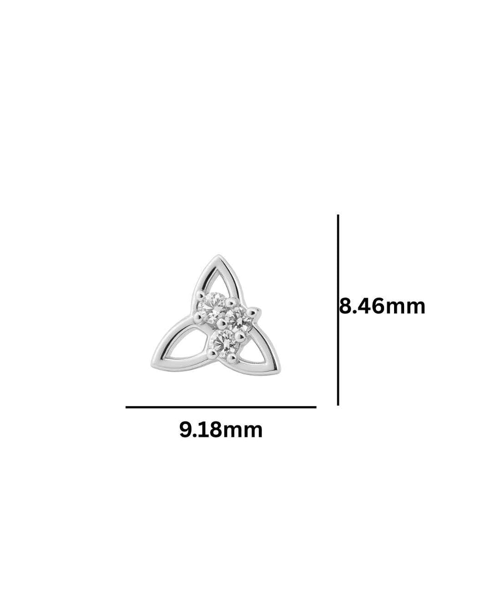 14K White Gold Triquetra Diamond Stud Earring (Single) – 0.06ct